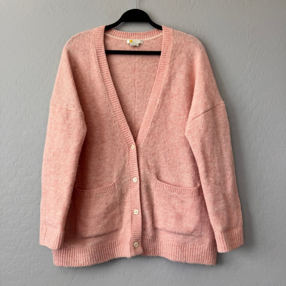 Boden Size 4 Oversized Cardigan Pockets Knit Sweater Cozy Warm Pink